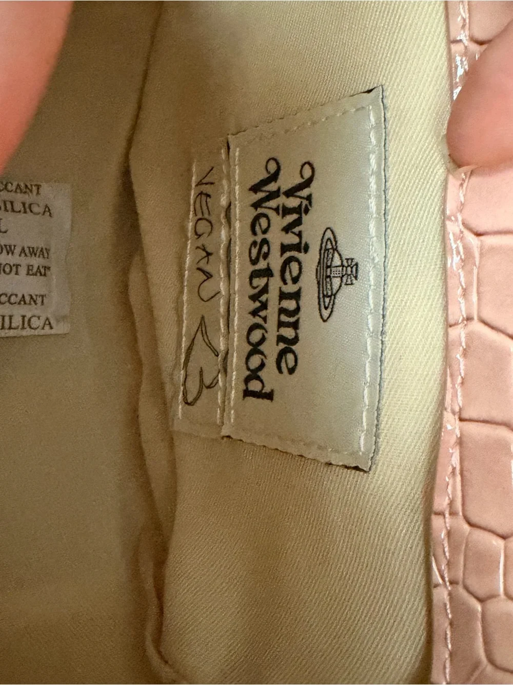 Vivienne Westwood Sofia Mini Pink Croc Vegan Leather Shoulder Bag